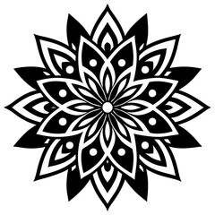 Simple mandala silhouette vector Art design, Floral mandala Illustration, ornament, flower, design, outline, template, pattern, ethnic. mandala design for invitation card, coloring book.