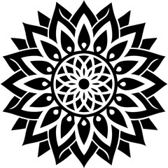 Simple mandala silhouette vector Art design, Floral mandala Illustration, ornament, flower, design, outline, template, pattern, ethnic. mandala design for invitation card, coloring book.