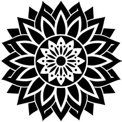 Simple mandala silhouette vector Art design, Floral mandala Illustration, ornament, flower, design, outline, template, pattern, ethnic. mandala design for invitation card, coloring book.