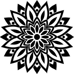 Simple mandala silhouette vector Art design, Floral mandala Illustration, ornament, flower, design, outline, template, pattern, ethnic. mandala design for invitation card, coloring book.