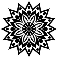 Simple mandala silhouette vector Art design, Floral mandala Illustration, ornament, flower, design, outline, template, pattern, ethnic. mandala design for invitation card, coloring book.