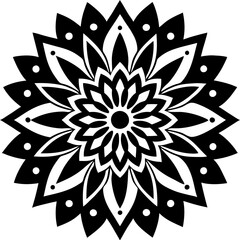Simple mandala silhouette vector Art design, Floral mandala Illustration, ornament, flower, design, outline, template, pattern, ethnic. mandala design for invitation card, coloring book.
