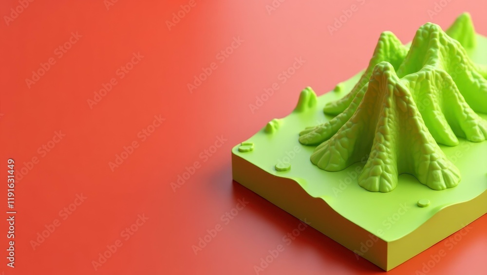 Poster lime green 3d printer on left. soft pink background. copy space for text, 3d render ai generated des