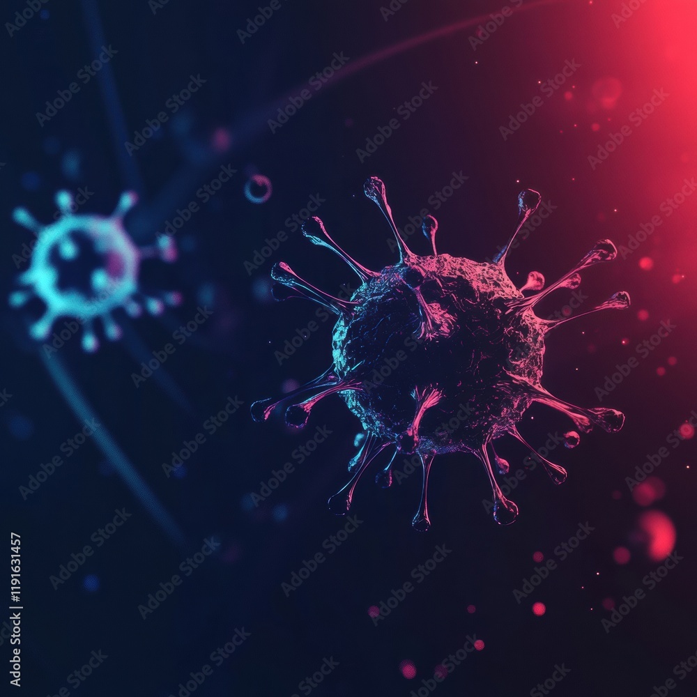 Aufkleber graphical representation of a minimalistic virus design with vibrant colors and abstract forms. gene