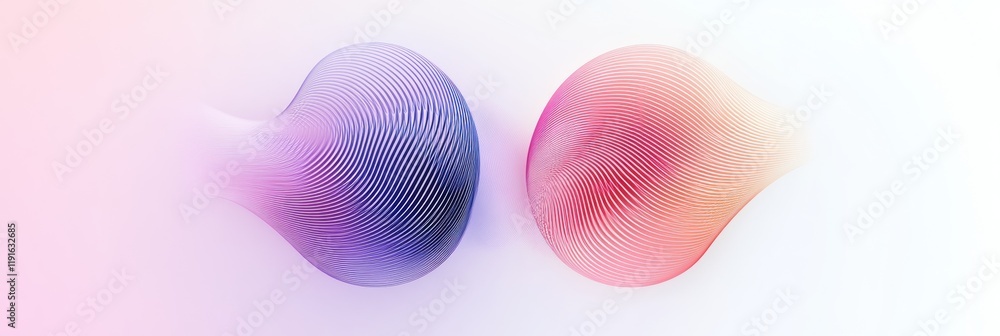Poster minimalistic graphical representation of a virus with colorful gradients and smooth curves. generati