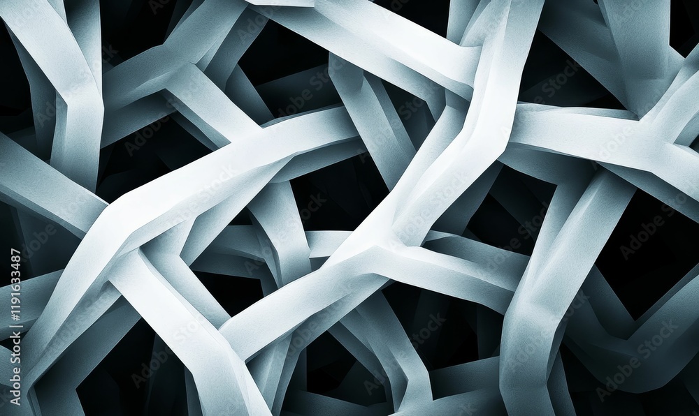Poster abstract gray forms intertwine, creating complex shapes.