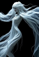 Elegant Woman Draped in White