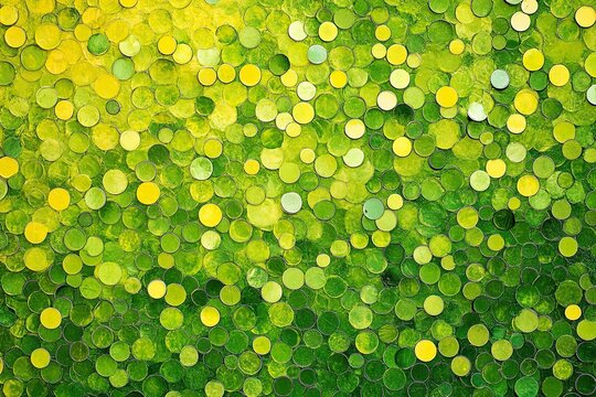 Green and yellow circular pattern, lime green background