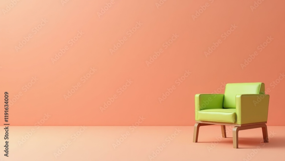 Poster chartreuse whistle on right. soft blue background. copy space for text, 3d render ai generated desig