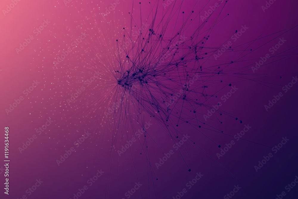 Poster Graphical representation of a minimalistic virus concept with vibrant abstract colors and intricate patterns. Generative AI