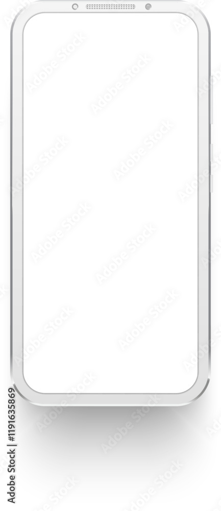 Aufkleber clay smartphone with blank white screen displaying nothing, isolated on white background with soft s
