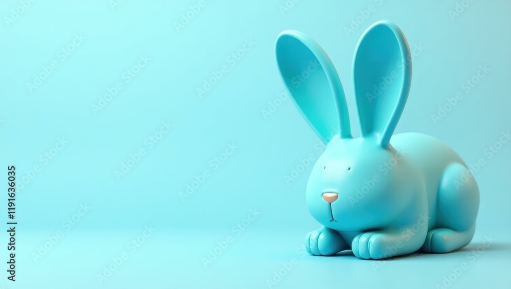 Poster turquoise rabbit ears antenna on left. soft red background. copy space for text, 3d render ai genera
