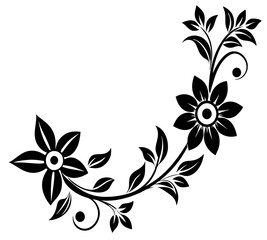  floral design, stylized flower design with leaf and decorative accents. abstract floral ornament, corner, petal patterns, ideal for use in decorative prints, wallpaper, mandala, digital art, template