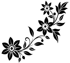  floral design, stylized flower design with leaf and decorative accents. abstract floral ornament, corner, petal patterns, ideal for use in decorative prints, wallpaper, mandala, digital art, template