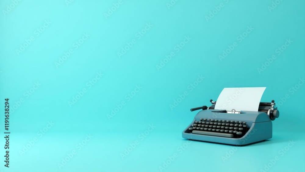 Fototapete aqua blue video play symbol on left. soft blue background. copy space for text, 3d render ai generat