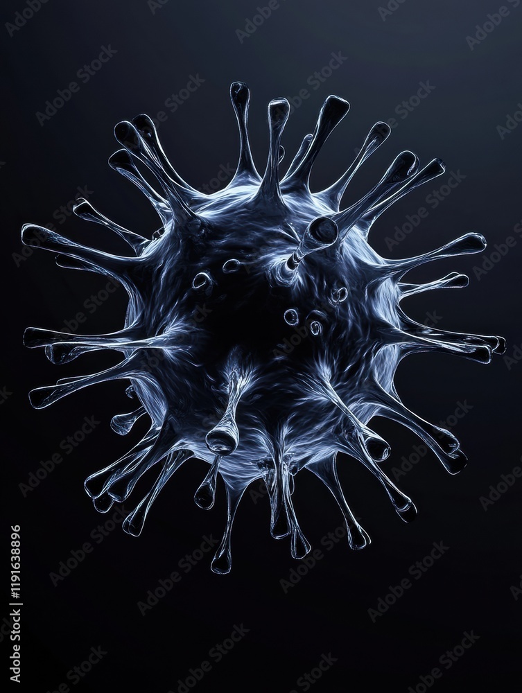 Fototapete unique graphical representation of a virus showcasing minimalistic design on a dark background. gene