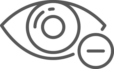 Gray icon depicting an eye with a minus sign, representing reduced vision, blindness, and various eye health issues. Emphasizing the importance of eye care and awareness