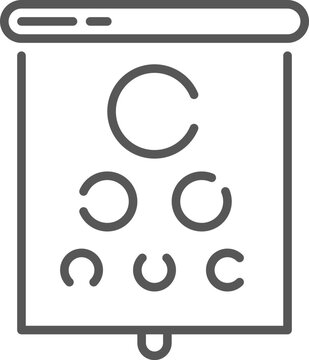 Eye chart showing optometry test for visual acuity presenting Landolt C or Japanese vision test, useful for ophthalmology and optometry services