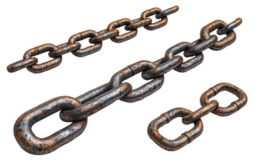 Obraz premium Rusty metal chains on transparent background Isolated on transparent background