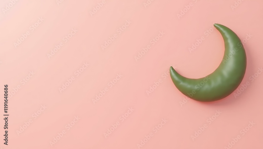Poster coral pink dumbbell on right. soft green background. copy space for text, 3d render ai generated des