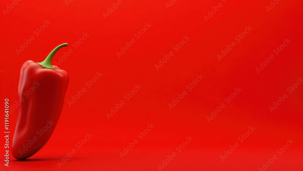 Poster chili pepper red dash cam on left. soft orange background. copy space for text, 3d render ai generat