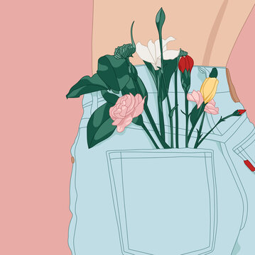 Fresh Flowers in the Back Pocket of trousers