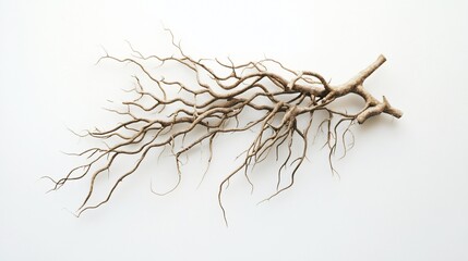 Dried brown twig branches isolated on white background.