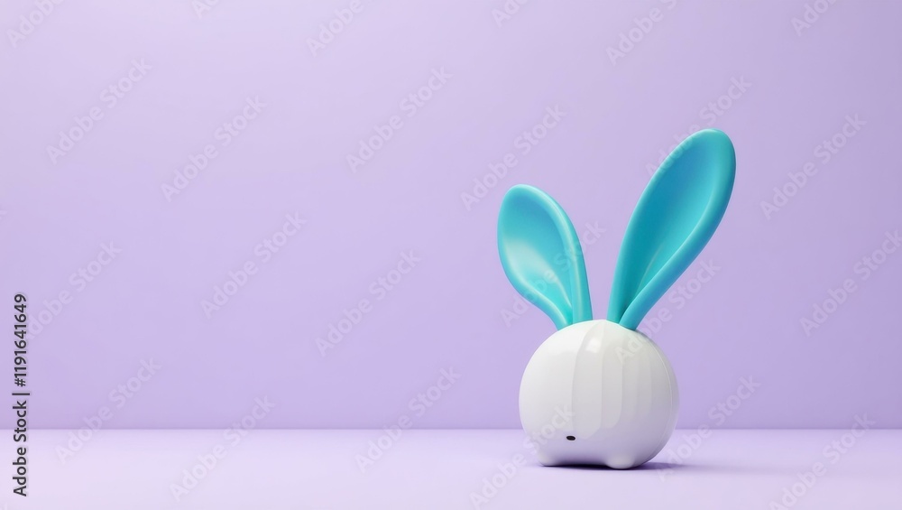 Poster turquoise rabbit ears antenna on left. soft red background. copy space for text, 3d render ai genera