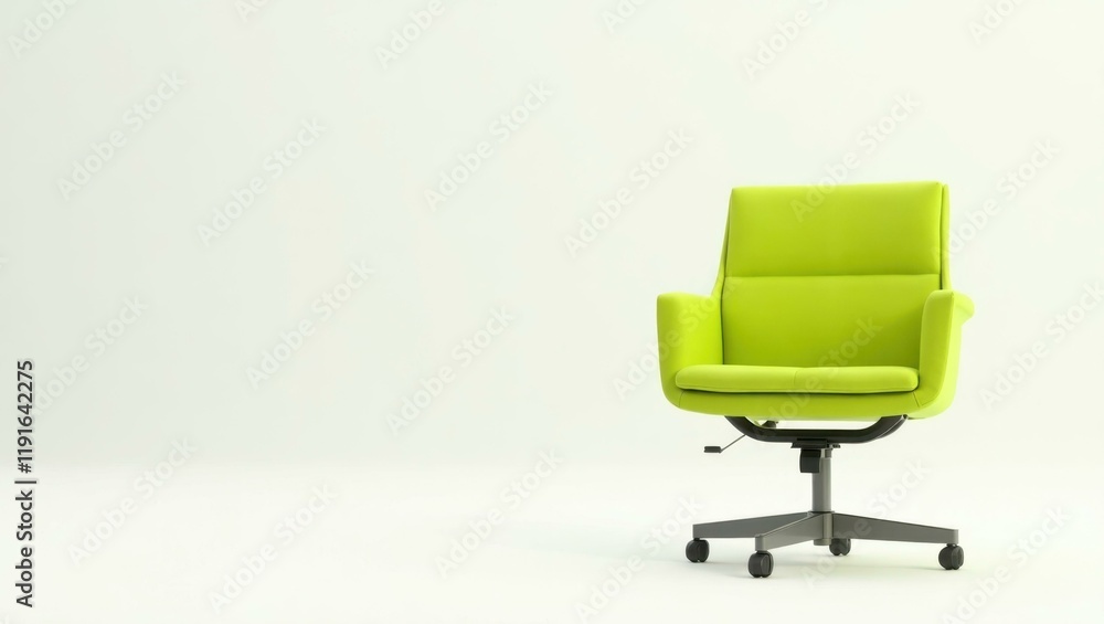 Poster chartreuse lab beaker on left. soft green background. copy space for text, 3d render ai generated de