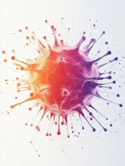 Graphical representation of a minimalistic virus in vibrant colors highlighting structure and design elements. Generative AI