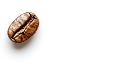 Single brown coffee bean on white background