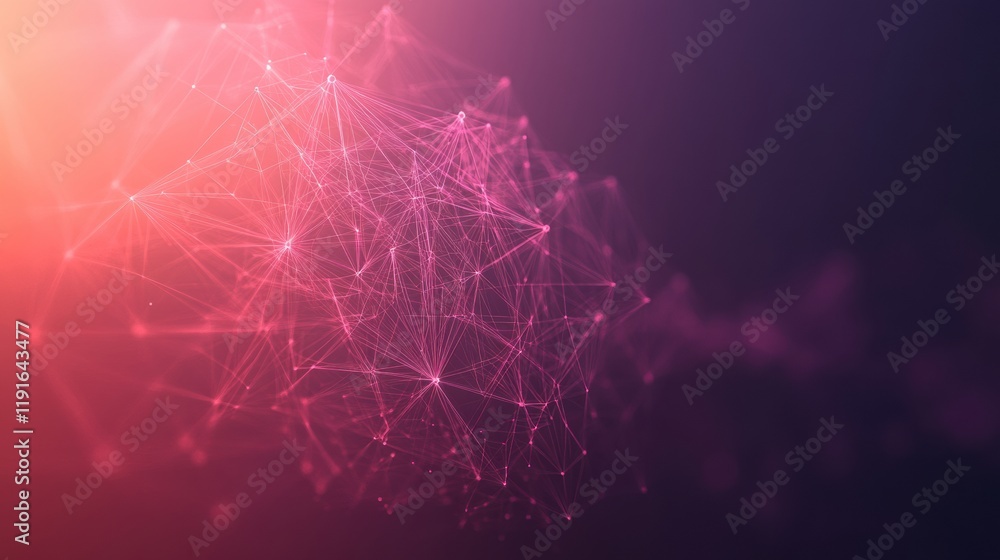 Poster Graphical representation of a virus showcasing a minimalistic and abstract design with interconnected lines and nodes. Generative AI