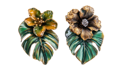 Palm leaf earrings transparent background