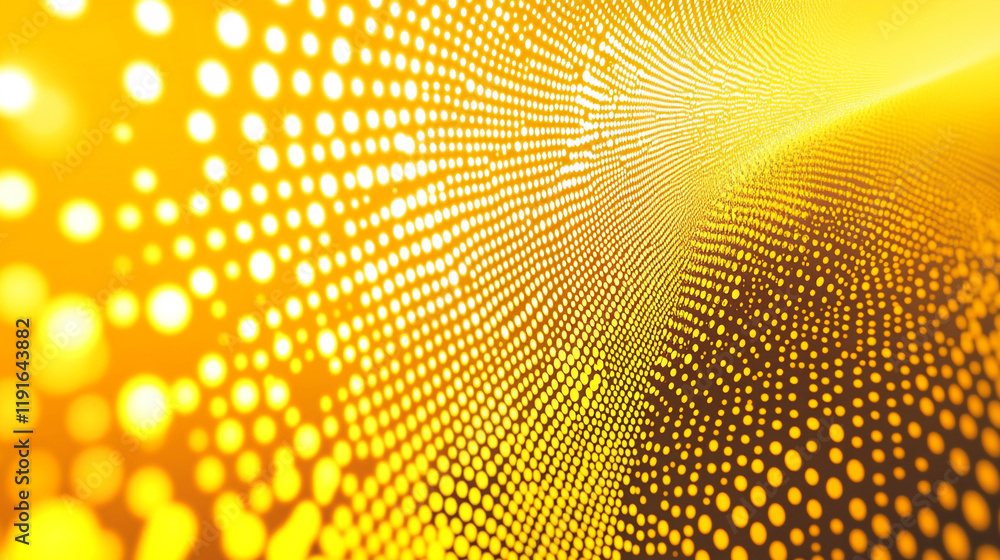 Poster vibrant abstract pattern with yellow dots flowing in a rhythmic wave design