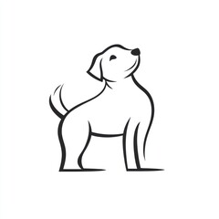 Happy puppy line art, white background, pet adoption, logo design