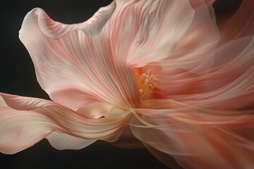 Obraz premium Peach-colored flower petals, flowing, delicate, translucent.