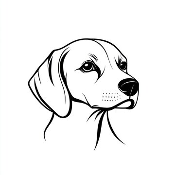 recommend clip art: Beagle dog head portrait, simple line art, white background, pet profile