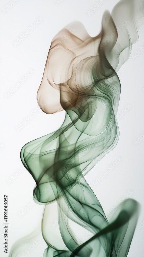 Poster colorful smoke creates swirling and ethereal patterns against a white background, forming an abstrac