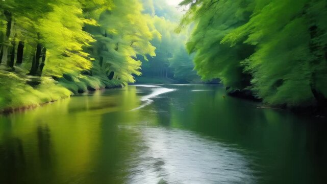 River running through a forest filled with trees