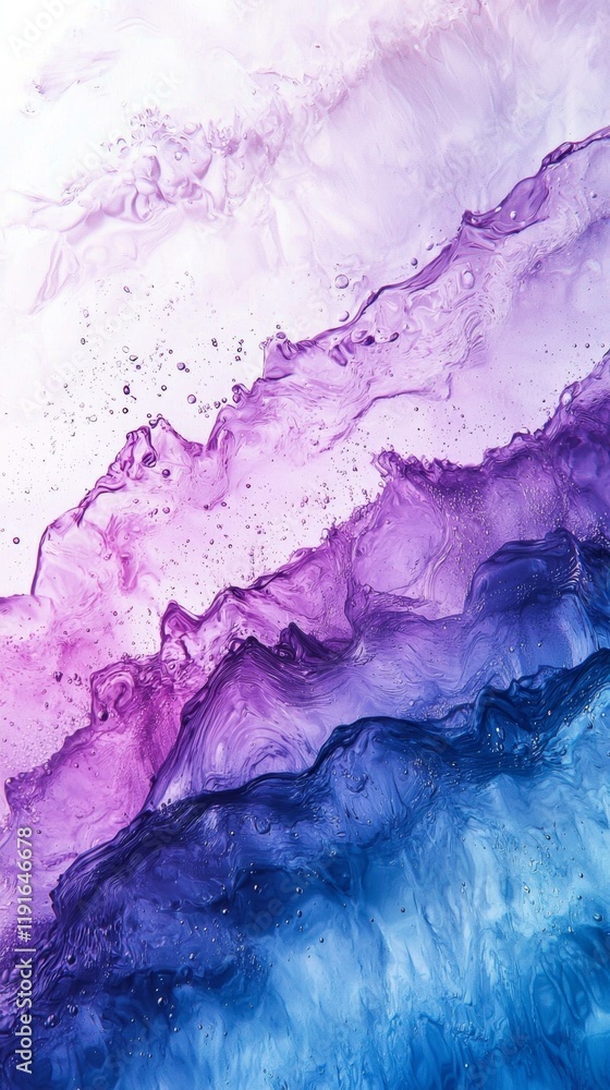 Poster purple and blue waves are mixing creating a mesmerizing and vibrant abstract design with swirling pa