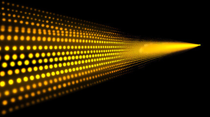 A yellow light that is shining down on a black background, with a pattern of dots on the side of the light. Goldenleaf. Illustration