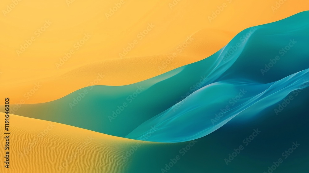 Aufkleber flowing in vibrant yellow and teal, an abstract background creates a mesmerizing visual experience. 