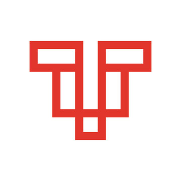 Geometric Letter T Orange Logo Design