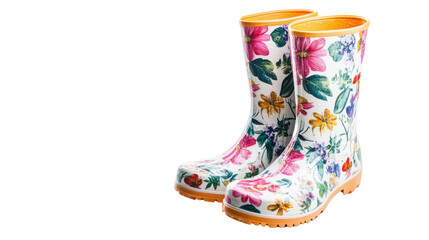 Colorful rubber boots transparent background