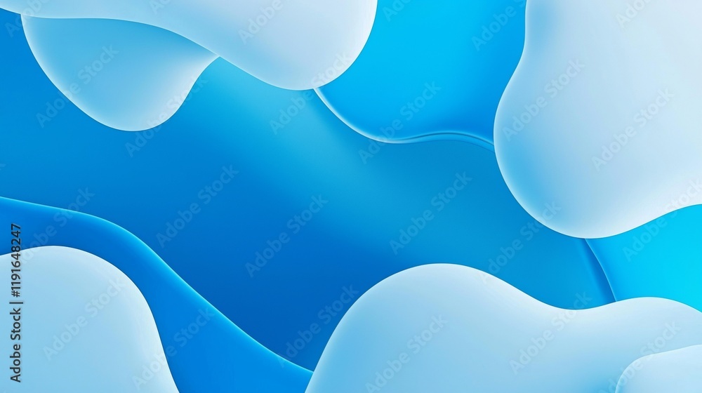 Poster smooth, undulating shapes in varying shades of blue create a visually appealing abstract background,