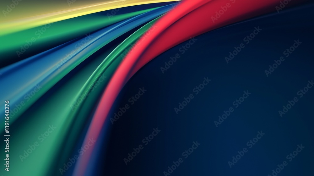 Poster creating a smooth blend of colorful lines forms an abstract modern background featuring ample copy s