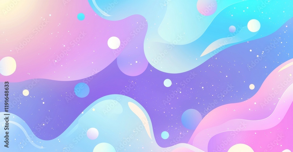 Poster smooth pastel color gradients create an abstract background with fluid shapes and circles floating, 