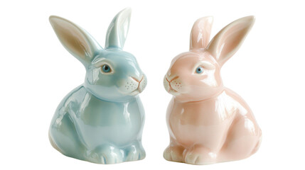 Obraz premium Ceramic bunny pair transparent background