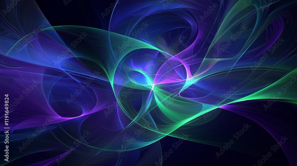 Poster colorful light trails swirling and merging create a vibrant vortex against a dark backdrop, radiatin