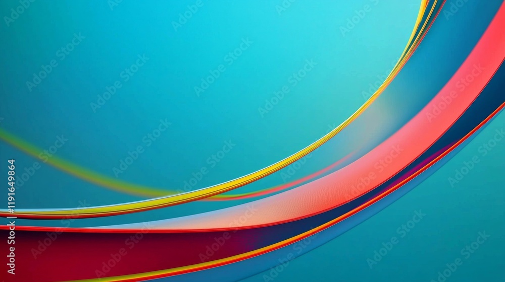 Aufkleber smooth, colorful lines flowing across a vibrant turquoise background create a dynamic, elegant abstr